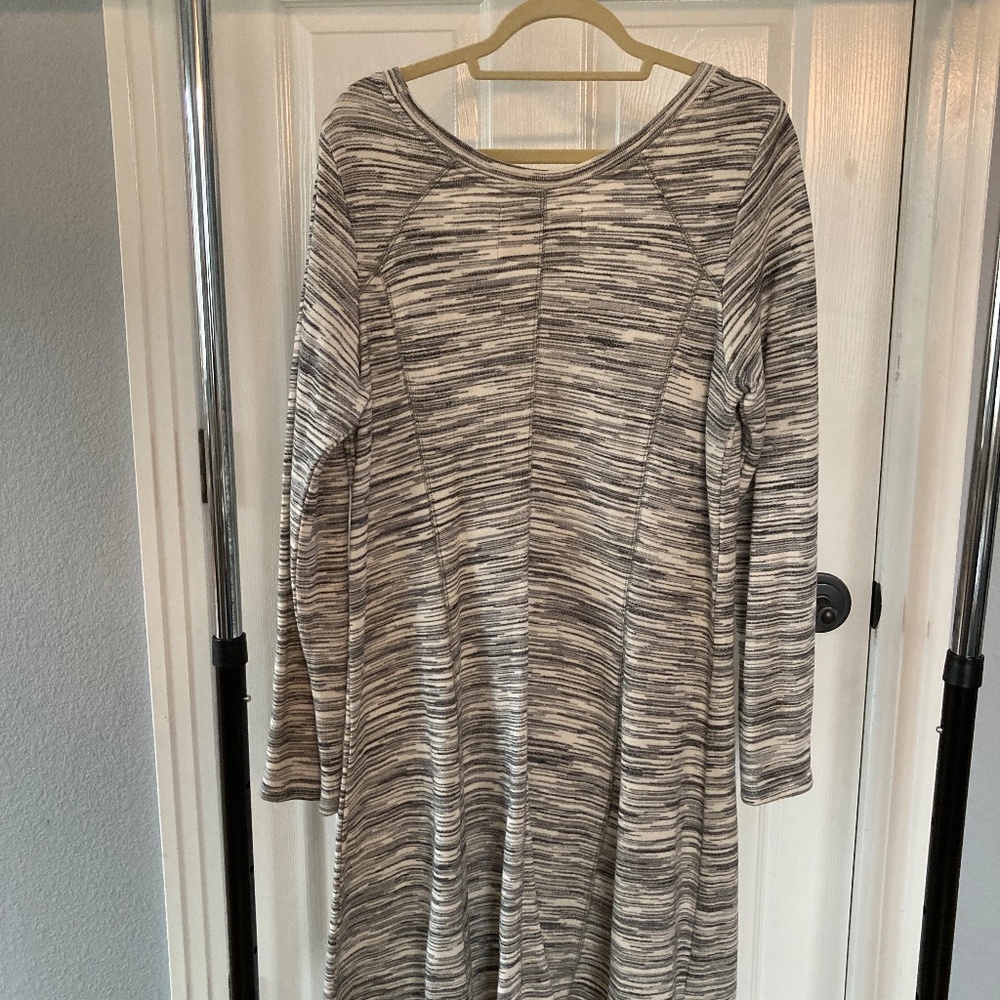 Anthropologie Saturday Sunday Long Sleeve T-Shirt Dress White Grey XL - Picture 4 of 7